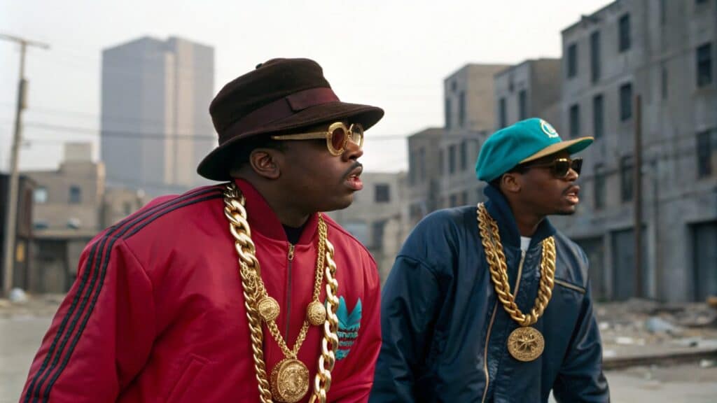 The evolution of hip hop fashion from athletic wear to luxury streetwear over decades.